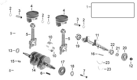 Diagrama Cigüeñal — Calza Metal Verde para moto Benelli 302S 2025-2026