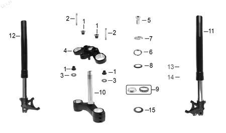 Diagrama Amortiguación delantera y dirección — Rondana Seguridad Direccion para moto Benelli 302S TRK 502 2025-2026