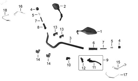 Diagrama Manubrio — Soporte Palanca Izq para moto Benelli TRK 502 2025-2026