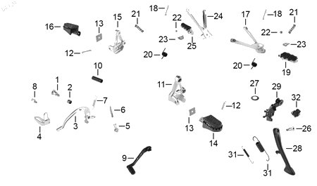 Diagrama Pedales y posapies — Resorte Ext Parador Lat para moto Benelli TRK 502 2025-2026