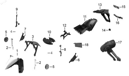 Diagrama Salpicaderas — Salpicadera Secundaria Del para moto Benelli TRK 502 2025-2026