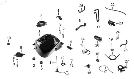 Diagrama Tanque de combustible — Valvula Unidireccional para moto Benelli 302S 2025-2026