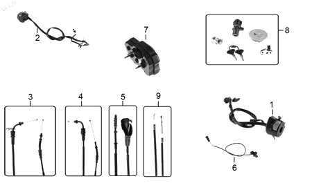 Diagrama Controles y mandos — Juego Cerraduras para moto Benelli TRK 502 2025-2026