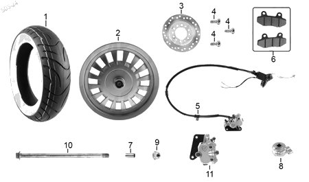 Diagrama Rueda Delantera para moto Italika VITALIA150 2025 — refacciones compatibles