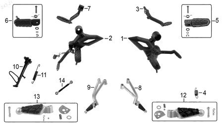 Diagrama Pedales y Posapiés Italika VORT-X 250 2024