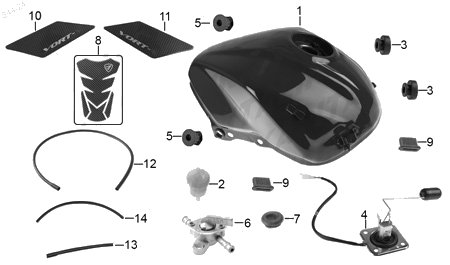 Diagrama Tanque de Combustible Italika VORT-X 300 2022