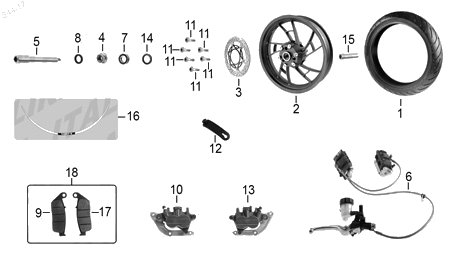 Diagrama Rueda Delantera Italika ATV300 2026