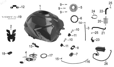Diagrama Tanque de Combustible Italika VORT-X 650 2018