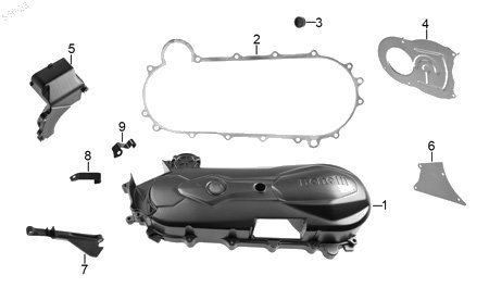 Diagrama Cubierta izquerda carter — Guia Chicote Freno Tras para moto Benelli VZ 125I 2023-2025