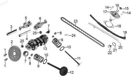 Diagrama Tren de valvulas — Pasador Martillo Escape para moto Benelli VZ 125I 2023-2025