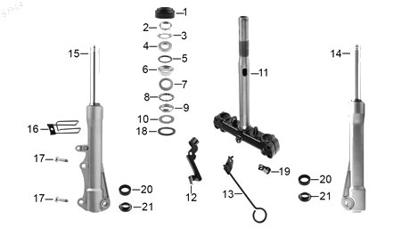 Diagrama Amortiguación delantera y dirección — Guia Manguera Freno Del para moto Benelli VZ 125I 2023-2025