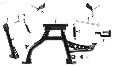 Diagrama Pedales y posapies — Eje Parador Central para moto Benelli VZ 125I 2023-2025