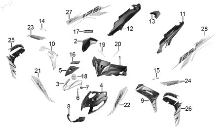 Diagrama Plásticos de color — Cubierta Manubrio Azul para moto Benelli VZ 125I 2023-2025