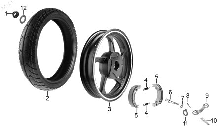 Diagrama Rueda Trasera para moto Benelli VZ 125I 2023 — refacciones compatibles