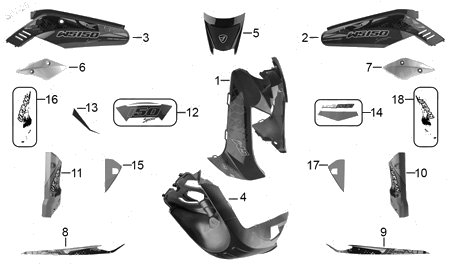 Diagrama Plásticos de Color Italika WS150 SPORT 2025