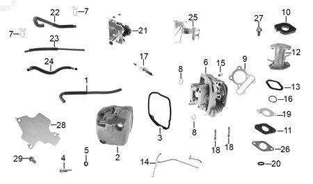 Diagrama Cabeza de cilindro — Bujia para moto Hero DASH 125 IGNITOR 125 XOOM 110 2022-2027