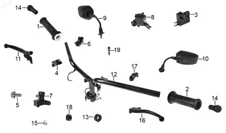 Diagrama Manubrio — Contrapeso Manubrio para moto Hero DASH 125 XOOM 110 2022-2027