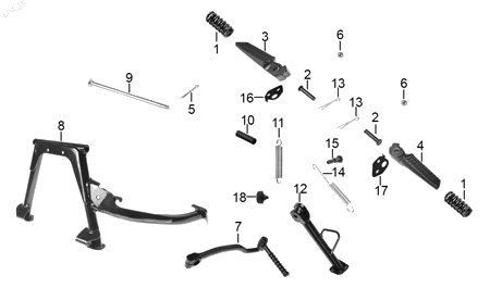 Diagrama Pedales y posapies — Tornillo Parador Lat para moto Hero HUNK 160 R HUNK 190 R HUNK XTREME 160 R 2021-2027