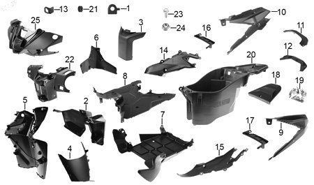 Diagrama Plásticos — Buje Cubierta M5X.8 para moto Hero XPULSE 200 4V XOOM 110 2025-2027