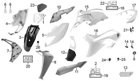 Diagrama Carter / Plásticos de color — Tornillo M6X16 para moto Hero ECO 150 CARGO HUNK 150 IGNITOR 125 2022-2027