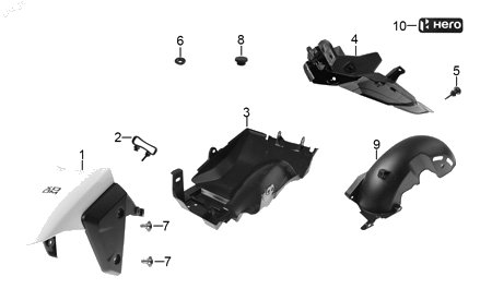 Diagrama Salpicaderas — Tornillo M6 para moto Hero IGNITOR 125 HUNK 160 R HUNK XTREME 160 R 2022-2027