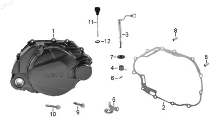 Diagrama Cubierta Derecha Cárter para moto Hero XPULSE 200 T 2022 — refacciones compatibles