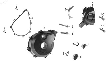 Diagrama Cubierta izquerda carter — Cubierta Carter Tras Izq para moto Hero XPULSE 200 T XPULSE 200 XPULSE 200 X 2022-2025