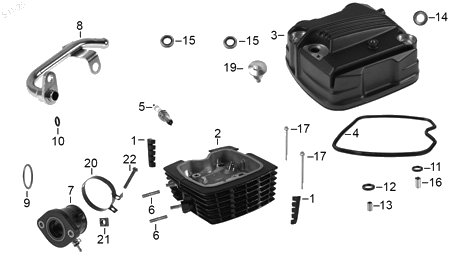 Diagrama Cabeza de Cilindro para moto Hero XPULSE 200 T 2022 — refacciones compatibles