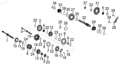 Diagrama Transmisión — Eje Transmisión Secundario para moto Hero HUNK 160 R HUNK 190 R HUNK XTREME 160 R 2021-2027