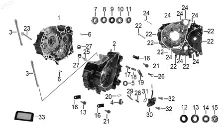 Diagrama Carter — Indicador Cambios para moto Hero HUNK 190 R XPULSE 200 T HUNK 160 R 2021-2027