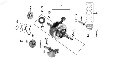 Diagrama Cigüeñal — Conjunto Cigüenal para moto Hero HUNK 190 R XPULSE 200 T XPULSE 200 2022-2025