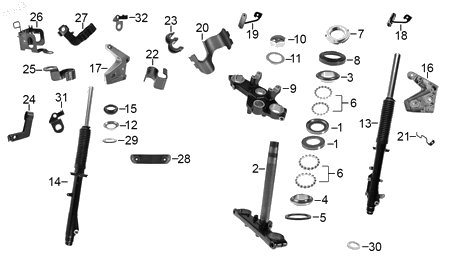 Diagrama Amortiguación delantera y dirección — Amortiguador Del Der para moto Hero XPULSE 200 XPULSE 200 4V 2022-2027