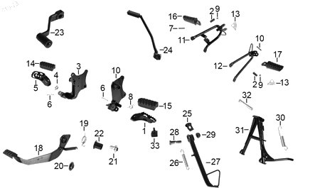 Diagrama Pedales y posapies — Resorte Pedal Freno para moto Hero XPULSE 200 T XPULSE 200 XPULSE 200 4V 2022-2027