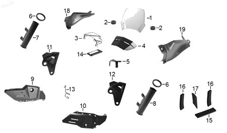 Diagrama Plásticos — Parabrisas para moto Hero XPULSE 200 XPULSE 200 X XPULSE 200 FI 2022-2025