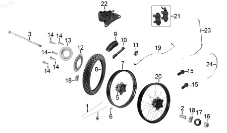 Diagrama Rueda delantera — Llanta Tt Rally para moto Hero XPULSE 200 2022