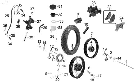 Diagrama Rueda trasera — Bomba Freno Tras para moto Hero XPULSE 200 T XPULSE 200 XPULSE 200 4V 2022-2027