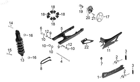 Diagrama Amortiguación trasera y suspensión — Ajustador Cadena para moto Hero XPULSE 200 XPULSE 200 4V XPULSE 200 X 2022-2027