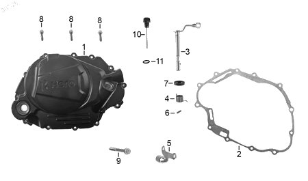 Diagrama Cubierta Derecha Cárter para moto Hero XPULSE 200 4V 2026 — refacciones compatibles