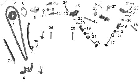 Diagrama Tren de valvulas — Engrane Tiempo para moto Hero HUNK XTREME 160 R 2025-2027