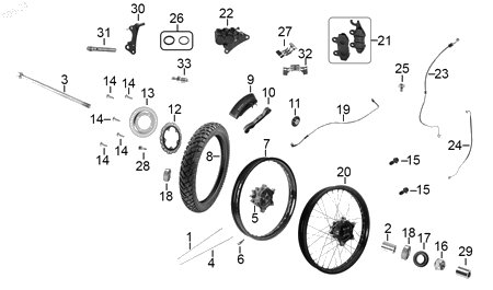 Diagrama Rueda delantera — Soporte Caliper Freno Del para moto Hero HUNK 190 R XPULSE 200 4V 2022-2027