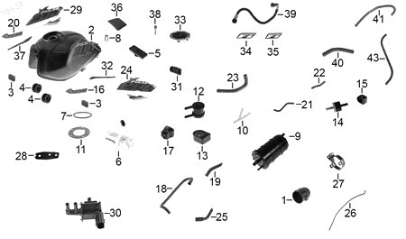 Diagrama Tanque de combustible — Tornillo 4X21 para moto Hero XPULSE 200 4V XPULSE 200 X XPULSE 200 FI 2023-2027