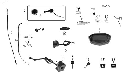 Diagrama Controles y mandos — Chicote Acelerador para moto Hero XPULSE 200 4V 2026-2027