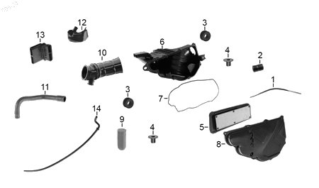 Diagrama Filtro de aire y sistema de enfriamiento — Manguera Drenado para moto Hero XPULSE 200 4V 2026-2027