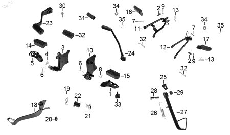 Diagrama Pedales y posapies — Pedal Freno Tras para moto Hero XPULSE 200 X XPULSE 200 FI 2023-2025
