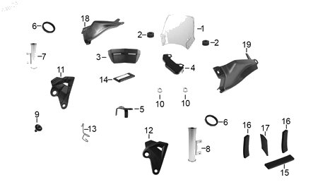 Diagrama Plásticos — Cubierta Amortiguador Der para moto Hero XPULSE 200 X XPULSE 200 FI 2023-2025