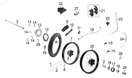Diagrama Rueda Delantera para moto Hero XPULSE 200 FI 2025 — refacciones compatibles
