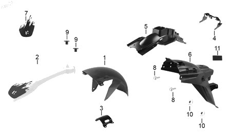Diagrama Salpicaderas para moto Hero XPULSE 200 FI 2025 — refacciones compatibles