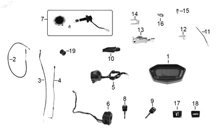 Diagrama Controles y mandos — Velocimetro Digital para moto Hero XPULSE 200 FI 2025