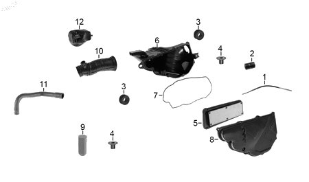Diagrama Filtro de Aire y Sistema de Enfriamiento para moto Hero XPULSE 200 FI 2025 — refacciones compatibles