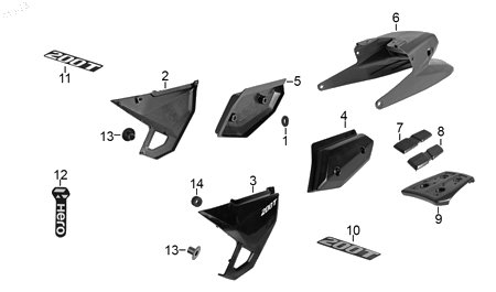 Diagrama Plásticos de color — Etiqueta Cubierta Del Izq para moto Hero XPULSE 200 T 2022-2024